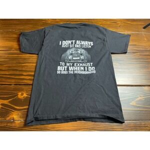 Hanes Shirt, Men's Size Medium, Black, Truck Exhaust Trucker Print